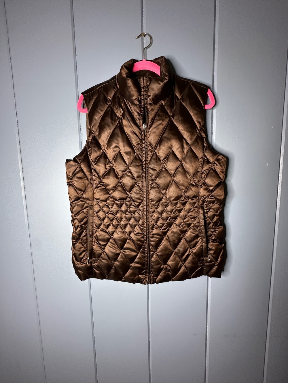 Lands' End Quilted Chocolate Brown Women's Puffer Vest